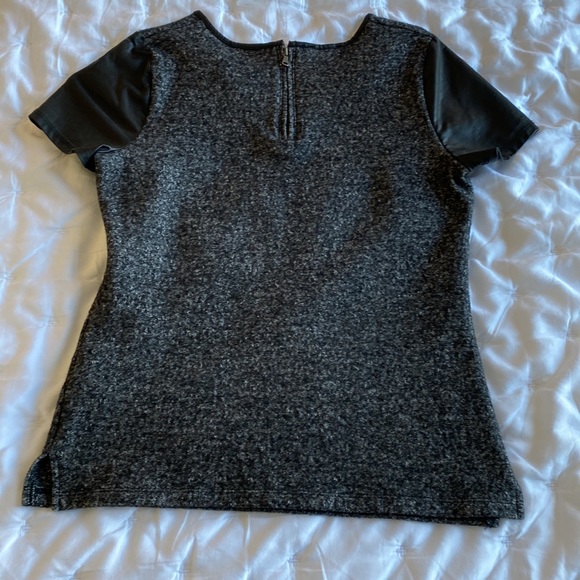 Talbots wool top with leather sleeves - Picture 2 of 4